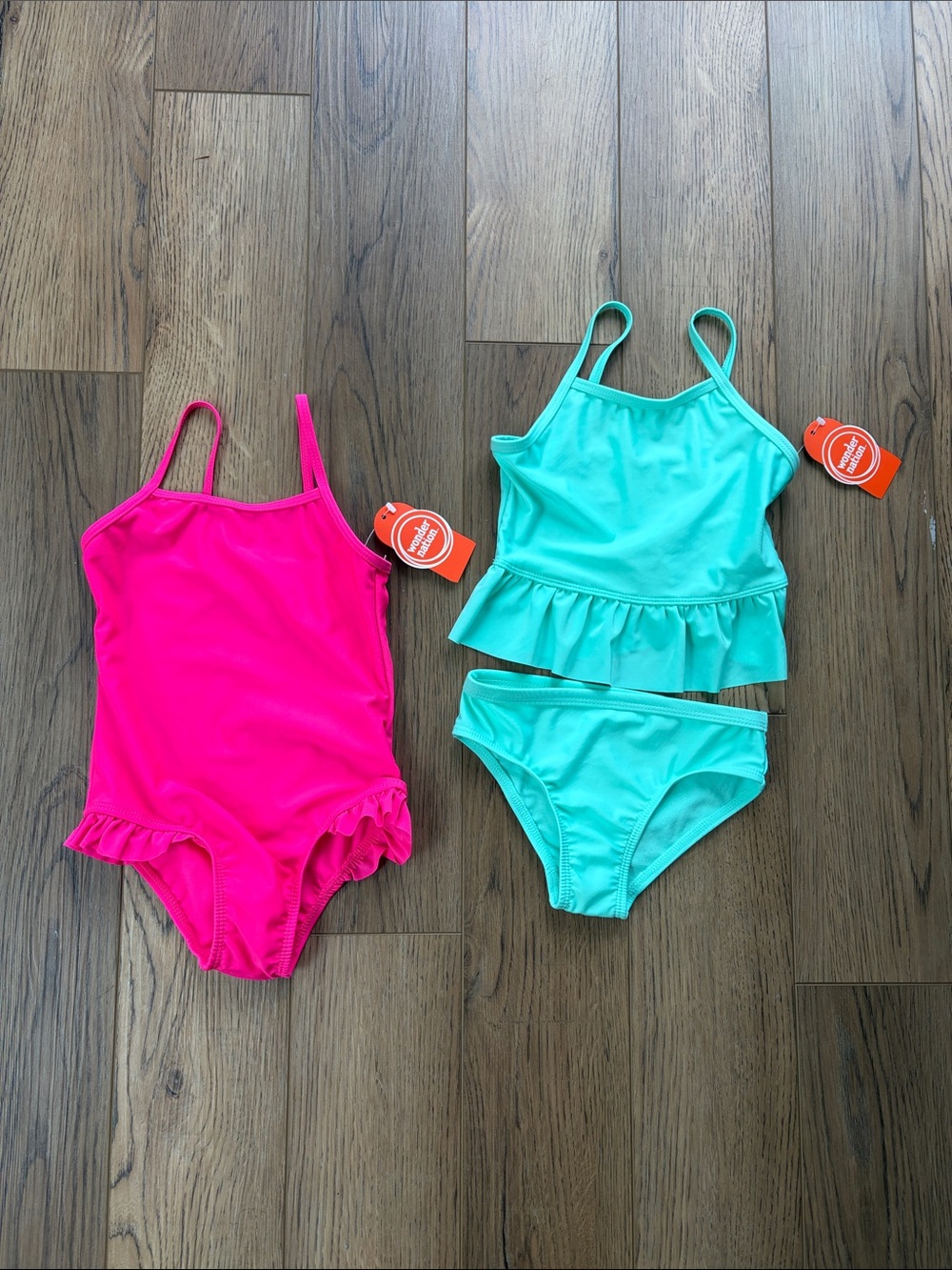 Wonder Nation | Bundle of Girls Swim|  Ruffle One-Piece & Tankini Set